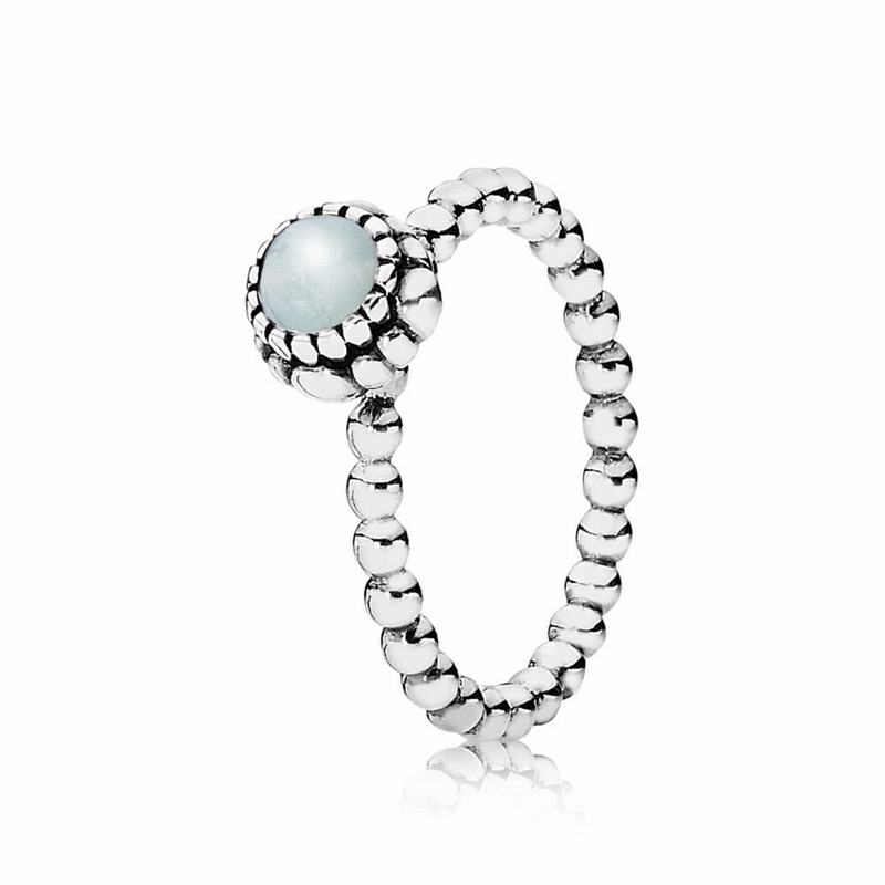 Pandora Birthday Blooms Ring March - Sterling Silver/Blue/Aquamarine - Canada | VY7980CQ